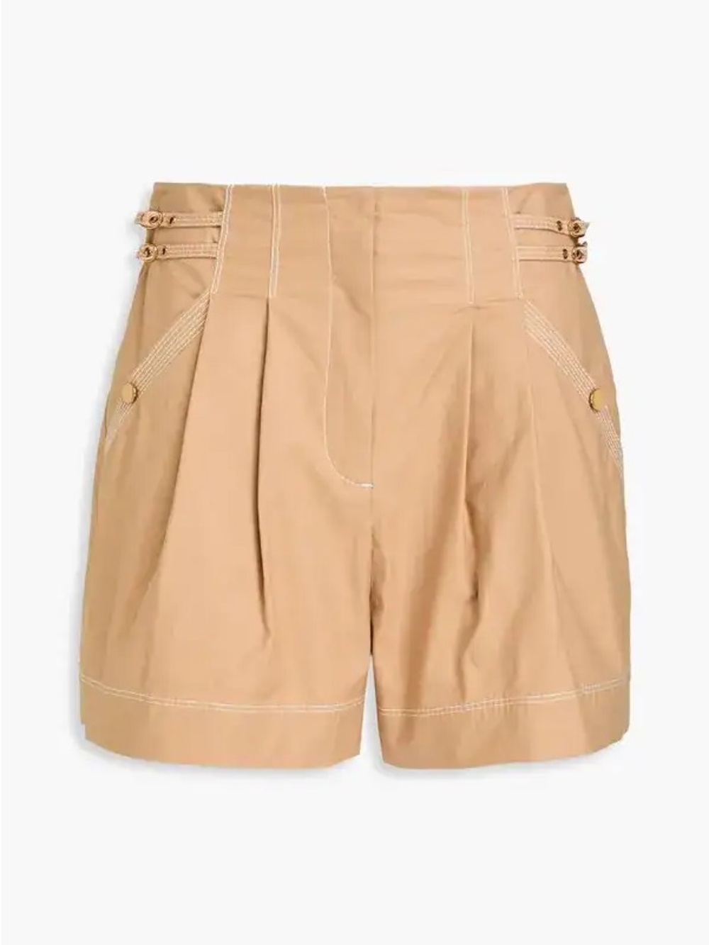 VERONICA BEARD
Jatte Pleated Cotton-Blend Twill Shorts.  Size 6